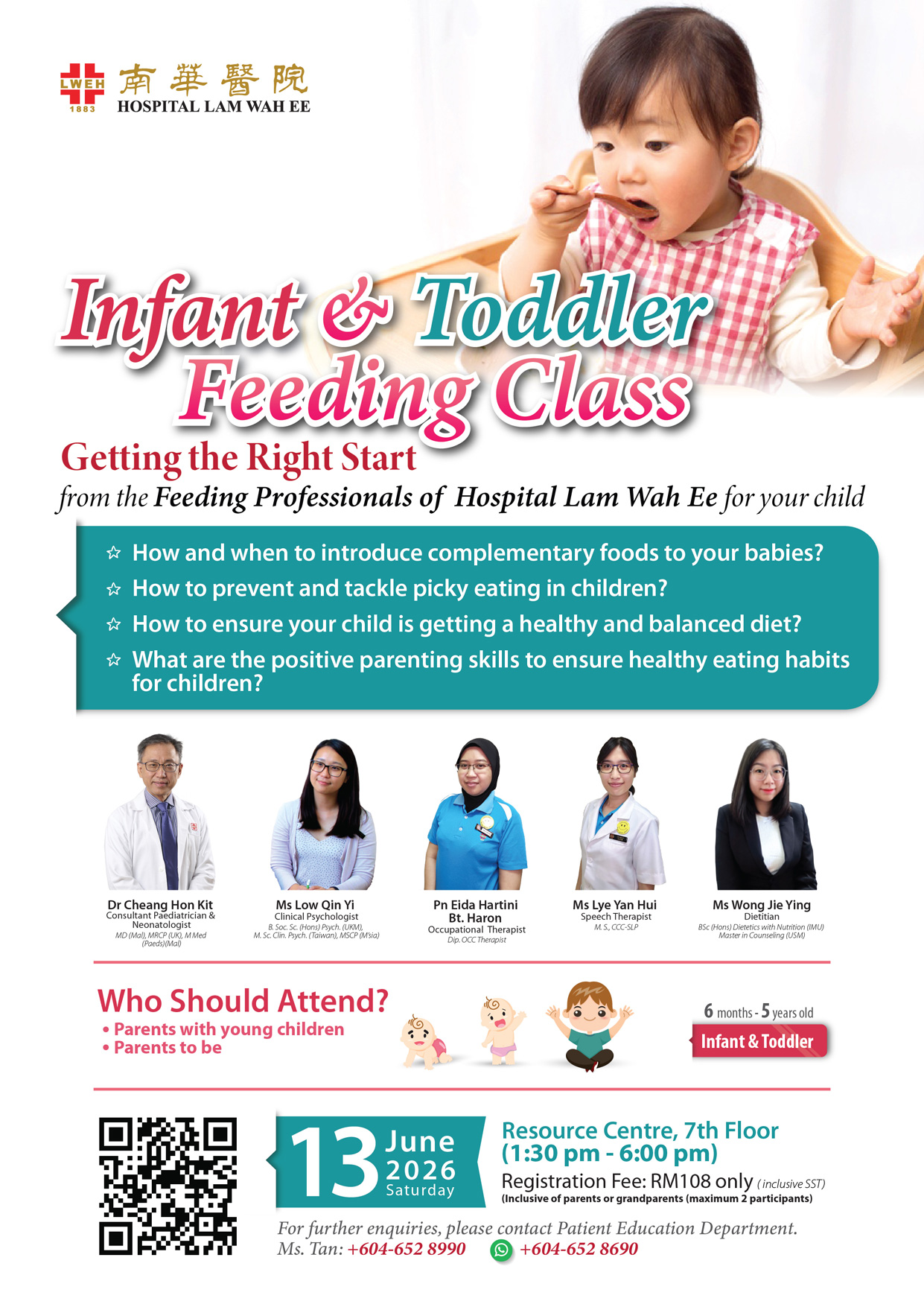 Infant & Toddler Feeding Class, Getting the right start from the feeding professional of Hospital Lam Wah Ee for your child